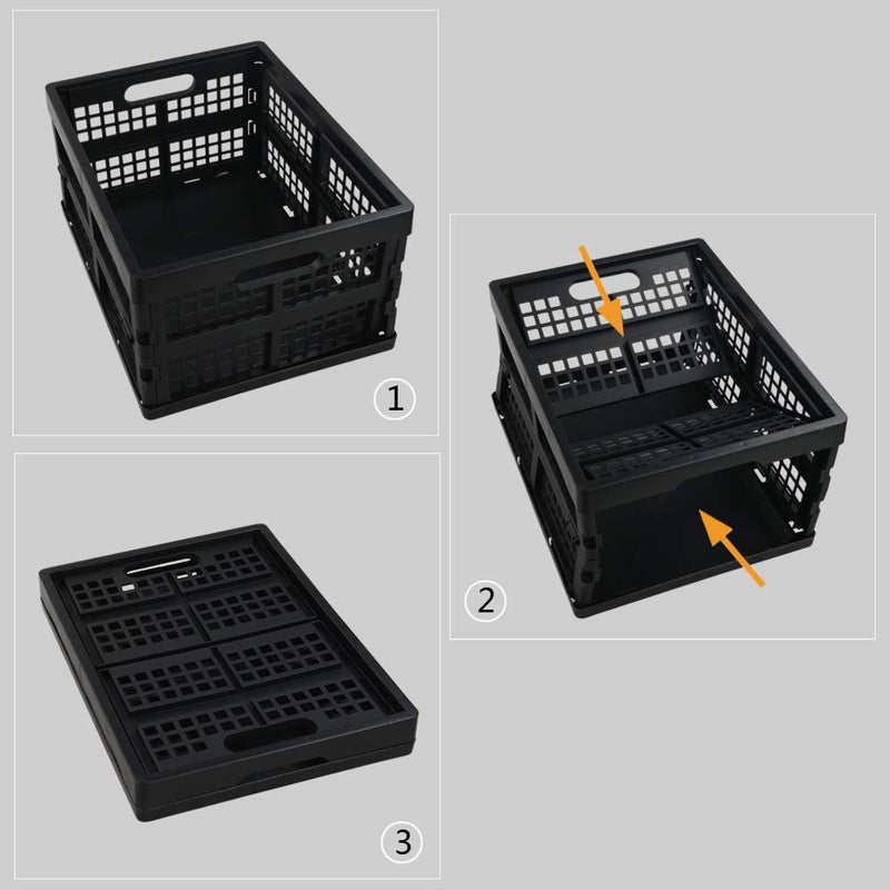 Utiao 16 Quart Collapsible Storage Crates 3 Packs, Black Folding Storage Bin Plastic Milk Crate - Image 2
